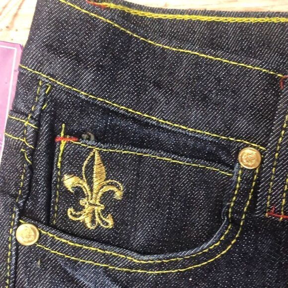 Old Skool Premium Jeans Wear Girls Gold Embroidered Jean Shorts Size 7 - Picture 6 of 10